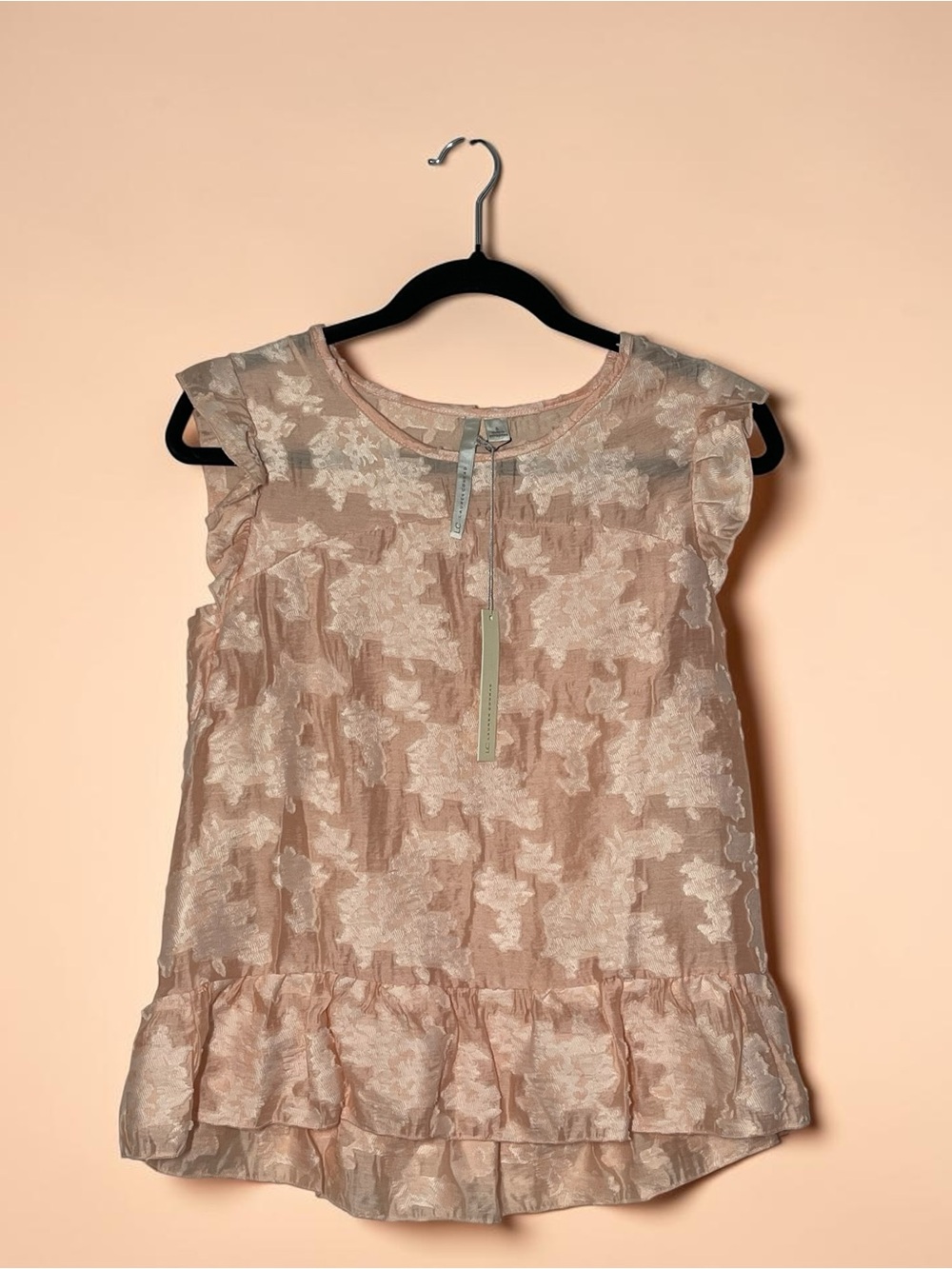LC Lauren Conrad Pink Floral Jacquard Sleeveless Top - Small NWT